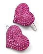 2 Silvertone Fuchsia Rhinestone Heart Hair Barrette Clips