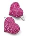 2 Silvertone Fuchsia Rhinestone Heart Hair Barrette Clips