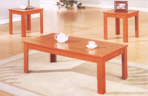 BEAUTIFUL OAK FINISH 3PC TABLE SET