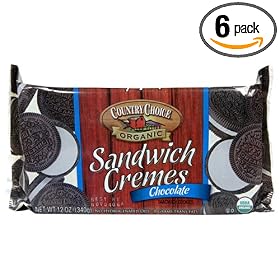 Country Choice Organic Chocolate Sandwich Cremes, 12-Ounce Bags (Pack of 6)