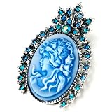 Pugster December Birthstone Blue Beauty Cameo Brooches And Pins Vintage