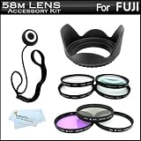58mm Filter Kit Bundle For Fuji FujiFilm FinePix HS20 EXR, HS30EXR, HS30 EXR, HS25EXR, HS25 EXR Digital Camera Includes Multi-Coated 3 PC Filter Kit (UV, CPL, FLD) + Close Up Kit +1 +2 +4 +10 + Lens Hood + Lens Cap Keeper + MicroFiber Cloth