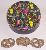 Scott's Cakes Milk Chocolate Covered Pretzel with Walnuts in a Mini Celebrate Tin