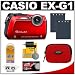 Casio Exilim EX-G1 Endurance Shockproof / Waterproof Digital Camera (Red) + 2 Batteries + Case + Accessory Kit
