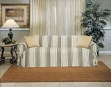 Classic Slipcovers Printed Classic Stripe Canvas Sofa Slipcover, Sage