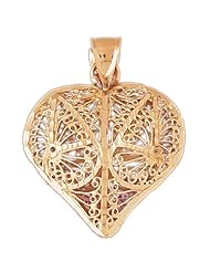 Dazzlers Solid 14k Gold 3D Filigree Heart Charm Pendant Available in three colors from jewelsberry (weights: 11.5 grams only)