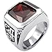 KONOV Mens Crystal Stainless Steel Ring, Classic Gothic, Red Silver
