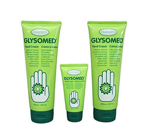Glysomed Hand Cream 3 Pack Combo With Glycerine, Silicone and Chamomile - (2 x 8.5 Fl Oz Tubes Plus 1 x 1.7 Fl Oz tube = Total 18.7 Fl Oz)