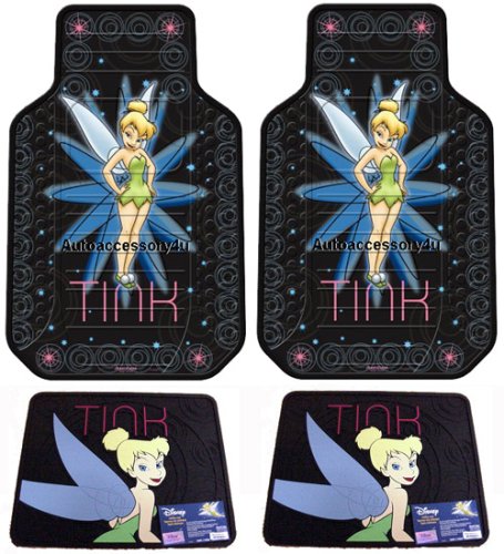 Tinkerbell Tink Pixie Power Stardust 4pc Front & Rear Floor Mat Set
