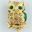 Pugster Green Eyed Owl Pin Brooch