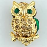 Pugster Green Eyed Owl Pin Brooch
