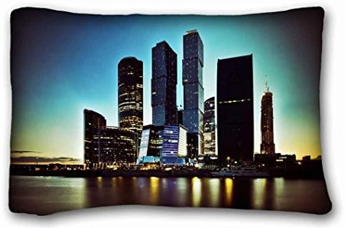Soft Pillow Case Cover ( City city Moscow Moscow City venitomusic Skyscrapers ) DIY Pillow Cover Size 20"X30" suitable for California King-bed PC-Purple-35494