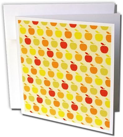 Anne Marie Baugh Patterns - Red, Green, Yellow Polka Dots Apple Pattern - 12 Greeting Cards with envelopes (gc_176477_2)