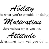 Ability is what you're capable of doing. Motivation determines what you do. Attitude determines how well you do it inspirational wall quotes sayings vinyl decals art