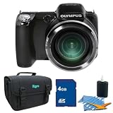 Olympus SP-810UZ 14 MP 36x Zoom Digital Camera 4 GB Bundle - Includes SP-810UZ 14 Megapixel 36x Zoom Digital Camera, 4 GB Ultra Secure Digital (SDHC) Memory Card, Compact Deluxe Gadget Bag, and 3pc. Lens Cleaning Kit