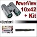 Bushnell Powerview 10X42MM Roof Prism Binoculars Plus Accessory Package - Bushnell ABUS10X42PVK1