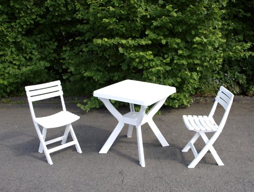 3-tlg. Camping- Set BIRKENO, wetterfester Kunststoff, weiss
