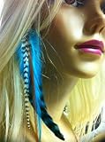 Sexy Sparkles Indian Blue Clip on Feather Hair Extension Approx 6