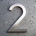 Modern House Number Aluminum Modern Font Number Two "2" 6 inch
