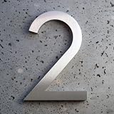Modern House Number Aluminum Modern Font Number Two "2" 6 inch