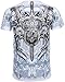TG527T Cross,Sword and Shield Metallic Silver Embossed Short Sleeve Crew Neck Cotton Mens Fashion T-Shirt - White / X-Large