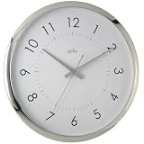 Acctim Yoko 21492 Quiet Silent Sweep Second Hand Quartz Wall Clock Silver Chrome