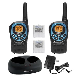 Midland LXT480VP3 22-Channel 24-Mile 2-Way GMRS Radio with NOAA All Hazard/Weather Alert, Rechargeable Batteries and Desktop Charger (Pair, Black)