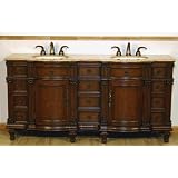 72" Bathroom Furniture Travertine Top Double Sink Vanity Cabinet 722T