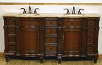 Hot Sale 72" Bathroom Furniture Travertine Top Double Sink Vanity Cabinet 722T