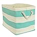 DII Durable Woven Striped Storage Bin Collapsible with Soft Rope Handles Reinforced with Metal Grommets, Large, 17x12x12, Aqua
