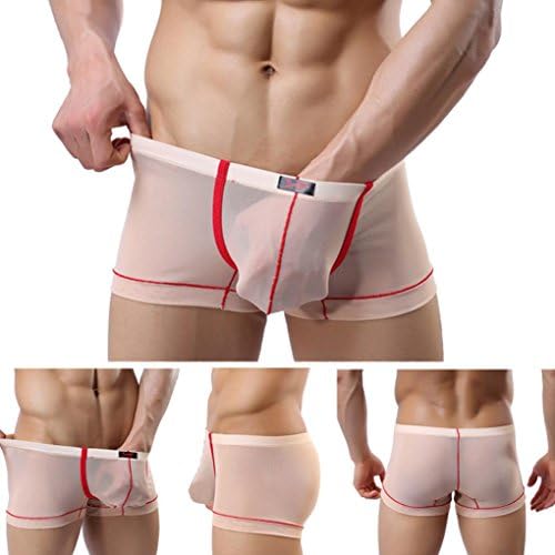 DDLBiz(TM) Intimate Series Gauze Ventilation Men Underwear Boxer Briefs (US Size: Small, Beige)