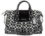 Coach Signature Large Ashley Sateen Satchel Convertible Bag 15440 Black/White