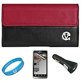 Red & Black Portola Executive Leather Holster Carrying Case with Fixed Belt ....