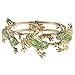 EVER FAITH Women's Austrian Crystal Vintage Inspired 3 Frogs Bangle Bracelet Green Antique Gold-Tone