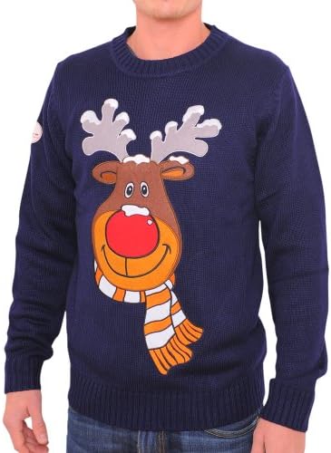 Ugly Christmas Sweater - Rudolph Christmas Sweater by Funky Christmas Jumpers (X-Large)