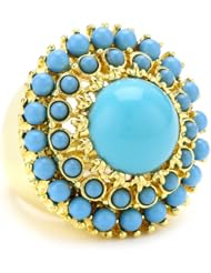Kenneth Jay Lane Gold, Cabochons and Turquoise Center Round Adjustable Ring