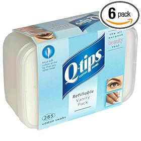 Q-Tips Cotton Swabs, Refillable Vanity Pack, 285 ea (Pack of 6)