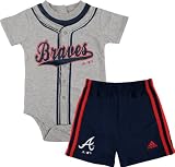 MLB Infant Atlanta Braves Jersey Short Set (Heather Grey, 24mos)