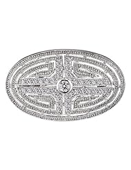 Cubic Zirconia and Sterling Silver Oval Antique Pin
