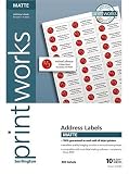 Printworks 1 x 2 5/8 Inch White Address Labels 300 Count (00487)