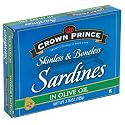 Crown Prince Skinless & Boneless Sardines in Olive Oil; 3.75-Ounce Cans (Pack of 12)