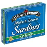 Crown Prince Skinless & Boneless Sardines in Olive Oil;3.75-Ounce Cans (Pack of 12)