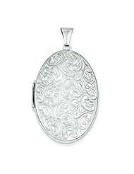Sterling Silver Fancy Oval Locket Charm Jewelry 46mm