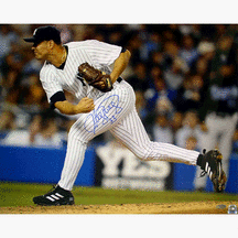 Javier Vazquez Autographed First Game as a Yankee Side View 8 x 10 Photograph (Unframed)