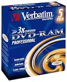 Verbatim DVD-RAM 3x Speed Cartridge Type 4 Double Sided (removable) 5er Pack 9,4GB DVD-Rohlinge