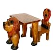 Hand-carved & Painted Vintage Style Lion Design Childrens Table And Chair Set