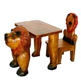 Hand-carved & Painted Vintage Style Lion Design Childrens Table And Chair Set