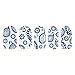 Blue Denim Paisley Pattern Nail Sticker Art Design - Nail Decals w/ Strips of 22 Nail Wraps & File