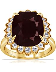 18K Yellow Gold Cushion Cut Ruby Ring With Sidestones