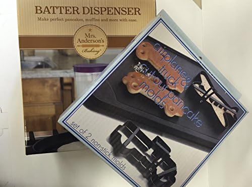 Airplane and Truck Stainless Steel Pancake Molds and Mrs Anderson's Batter Dispenser Combo